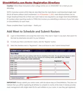 DirectAthletics TFRRS Roster Submission