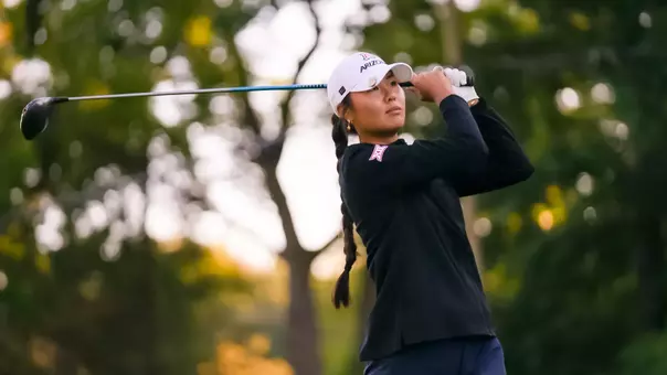 Nagore Martinez — GRAND HAVEN, MICH. -- Women’s golf competes in the 2026 Folds of Honor Collegiate at American Dunes Golf Club.
Sept. 7, 2026.
Photo by Adam Mackey / Golf Coaches Association of America