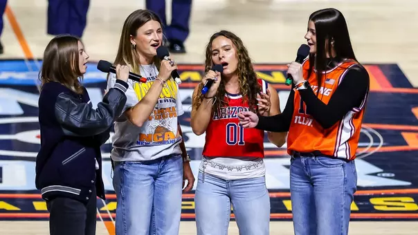 MJ Neilson - INDIANAPOLIS, IND. -- National anthem singer, MJ Neilson during the 2026 NCAA Men’s Basketball Final Four semigame between Illinois vs UCONN at Lucas Oil Stadium
April 4, 2026.
Photo by Rebecca Sasnett / Arizona Athletics