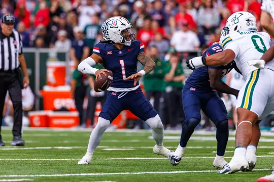 quarterback Noah Fifita (1) — TUCSON, ARIZ. -- Football vs. Baylor University at Casino Del Sol Stadium.
Nov. 22, 2025.
Photo by Marison Bilagody / Arizona Athletics