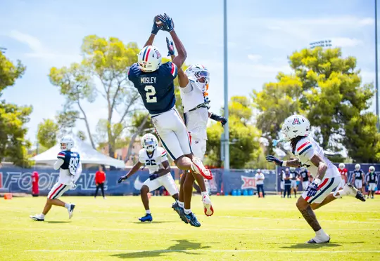 wide receiver R.J. Mosley (2) — TUCSON, ARIZ. -- Football fall camp, day 8.
Aug. 14, 2026.
Photo by Mike Christy / Arizona Athletics