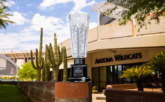 TUCSON, ARIZ. -- The 2025-2026 Big 12 Commissioner’s Cup trophy.
Aug. 3, 2025-2026.
Photo by Mike Christy / Arizona Athletics