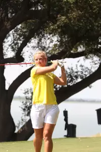 Hayley Davis jumped 31 spots to a tie for 27th place after a school NCAA Championship-record 68 on Thursday.