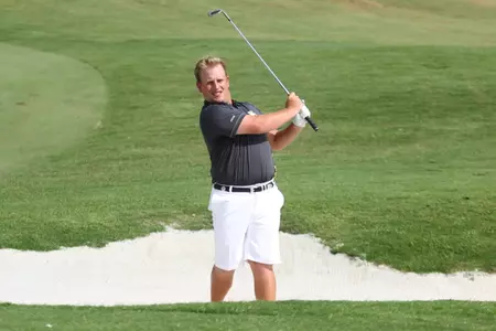 Kyle Jones is tied for second place individually, three strokes back of the lead.