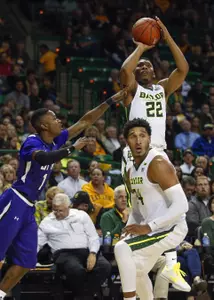 Nov 13, 2015; Waco, TX, USA; Baylor Bears guard King McClure (22) shoots. Credit: Kevin Jairaj-USA TODAY Sports