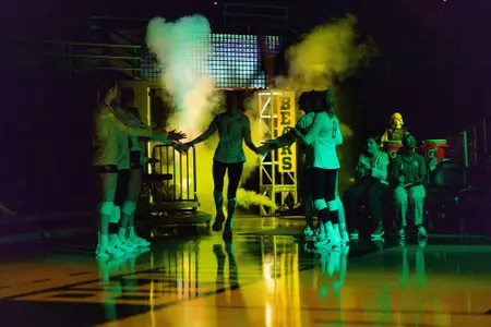 Mallory Talbert takes the court prior to the match.