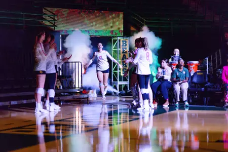 Kara McGhee takes the court prior to the match.
