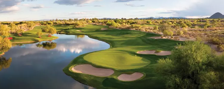 The 18th hole of The Raptor Course at Grayhawk Golf Club.