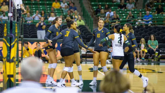 The Bears celebrate a point against Evansville.