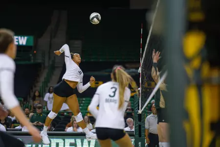 Lauren Harrison goes up for an attack against Colorado State.