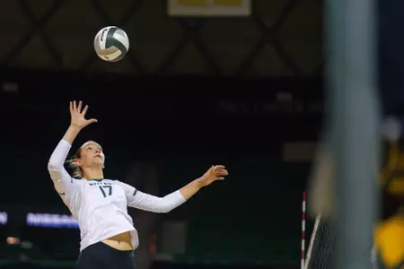 Kara McGhee goes for an attack against Colorado State.