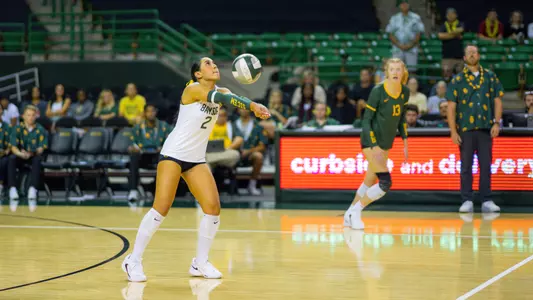 Lauren Briseño digs the ball against McNeese.