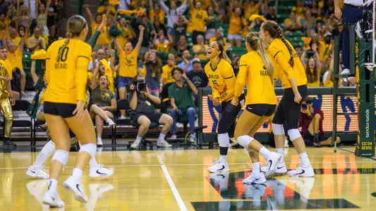 Alexis Dacosta celebrates a point over TCU.