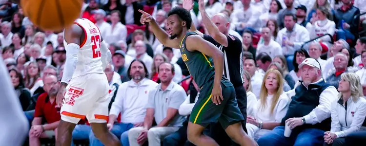 LJ Cryer gets the three against Texas Tech