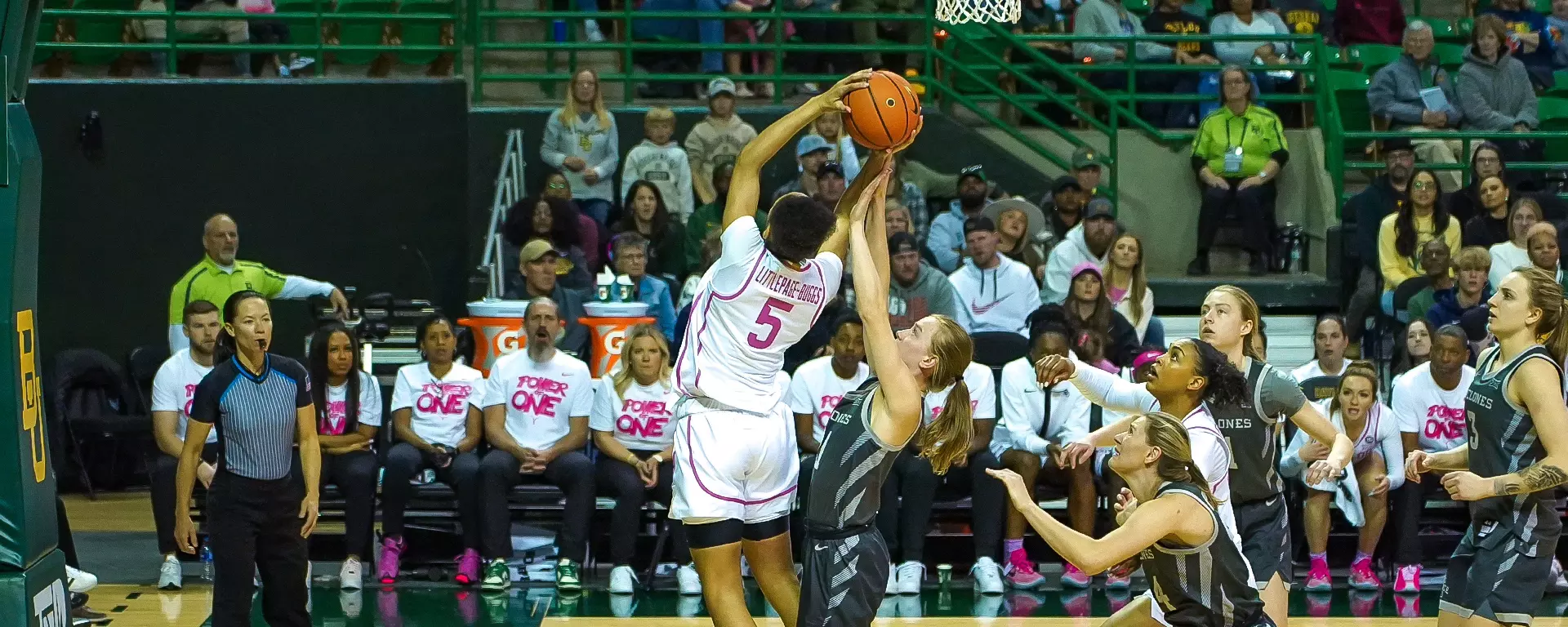 WBB's Littlepage-Buggs takes a contested shot against Iowa State
