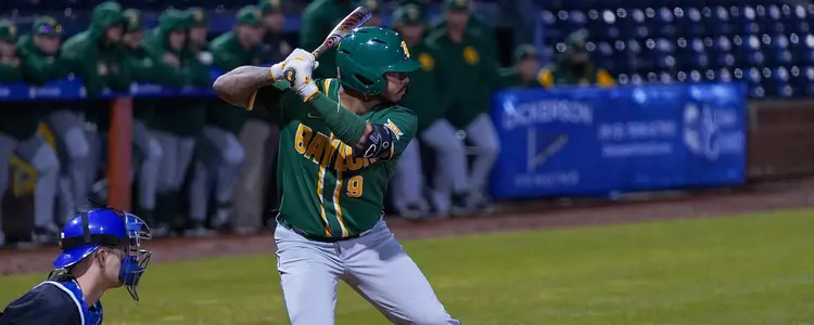 Hunter Simmons bats against Duke in 2023