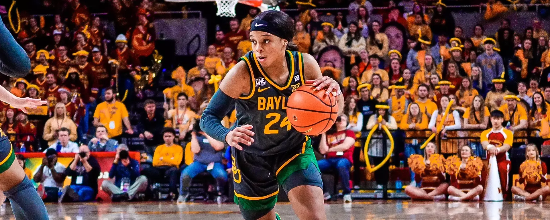 Sarah Andrews drives against Iowa State