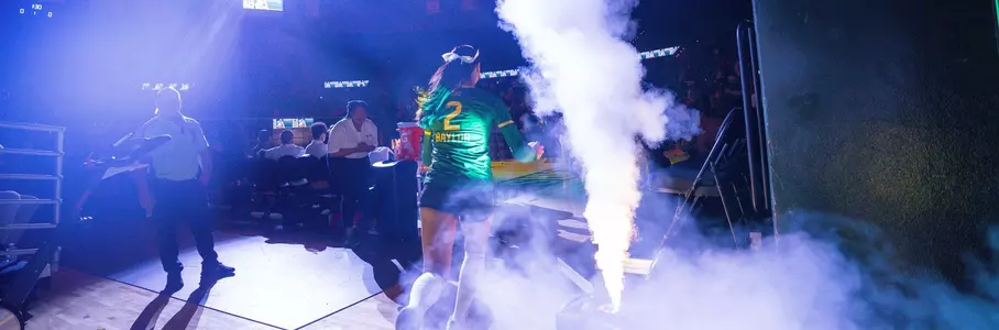 Lauren Briseño runs out of the tunnel before the match.