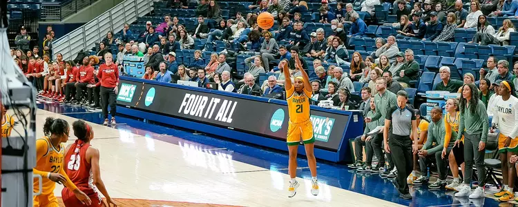 Ja'Mee Asberry shoots a three against Alabama in the NCAA WBB First Rounds