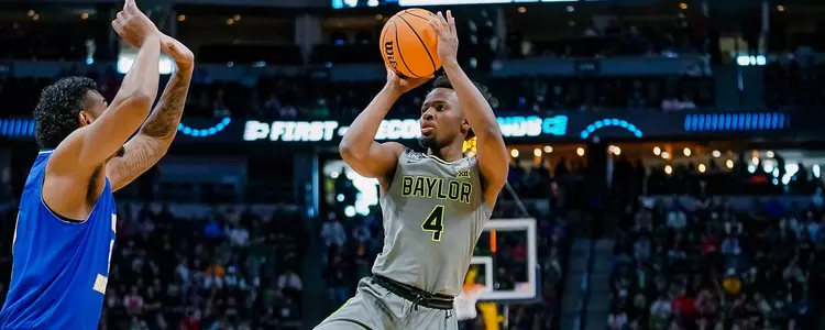 LJ Cryer shoots against UCSB in Round One of the NCAA Tournament