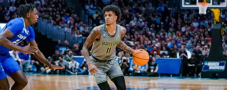 Jalen Bridges on offense against Creighton in the Second Round of the NCAA Tournament
