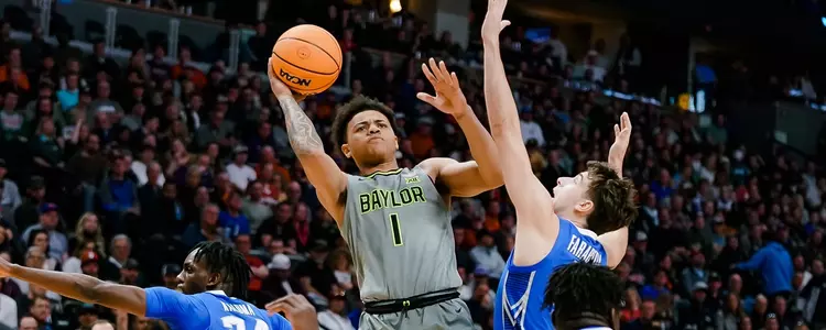 Keyonte George shoots against Creighton in the Second Round of the NCAA Tournament