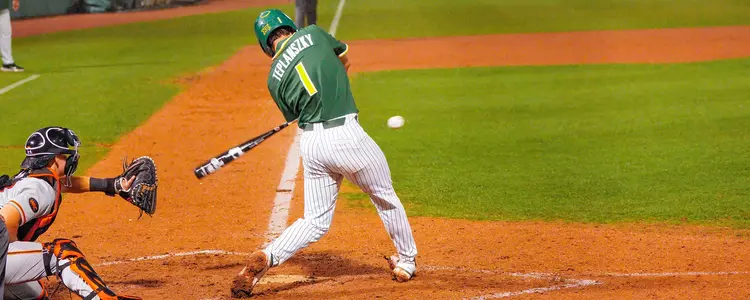 Hunter Teplanszky hits against SHSU in 2023