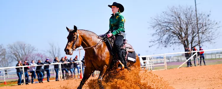 Madaline Callaway in a Reining ride at 2023 Big 12 Championship