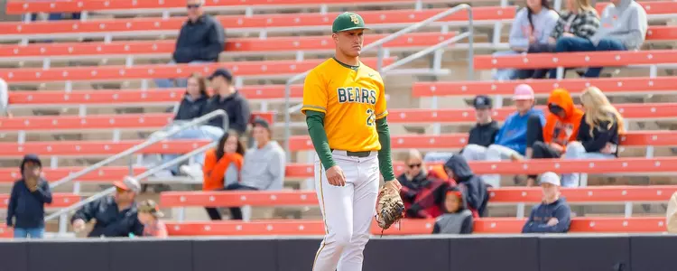 John Ceccoli stands at first base at Oklahoma State 2023