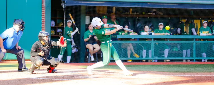 Sydney Collazos gets a hit against Louisiana at Getterman Stadium