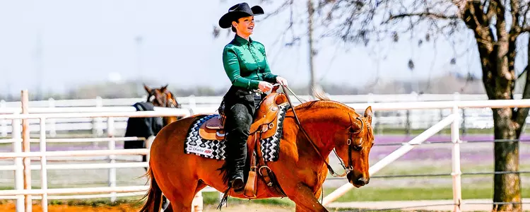 Elsie Naruszewicz in a Horsemanship ride at 2023 Big 12 Championship