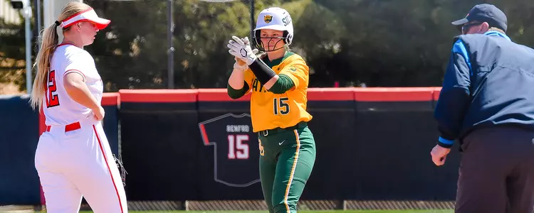 Sydney Collazos stands on second after hitting a double