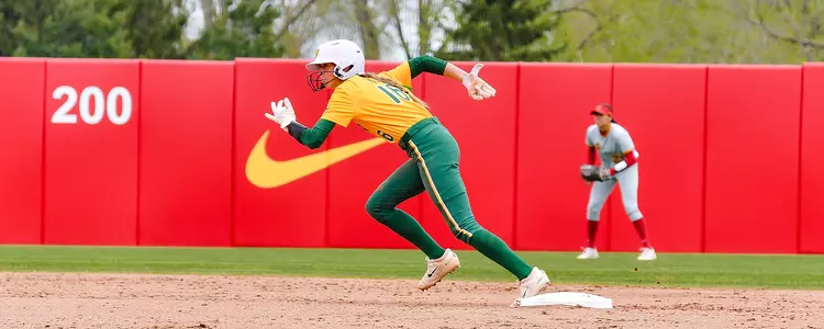 Presleigh Pilon runs at second base
