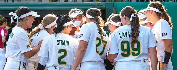 BU softball team huddle