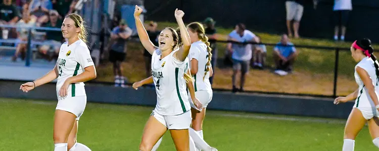 Jenna Patterson celebrates a goal against Tarleton