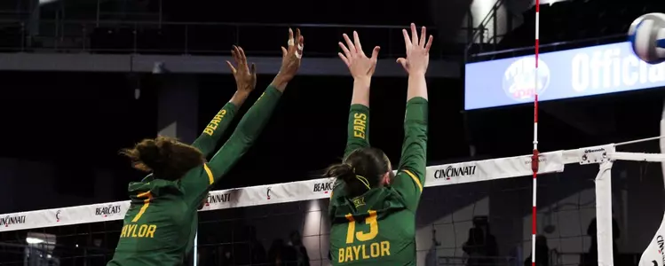 Victoria Davis & Jackie Barrett Frazier block against Cincinnati