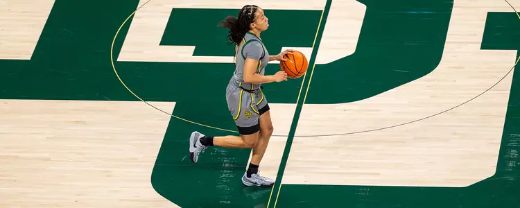 Jada Walker on BU logo during New Orleans game
