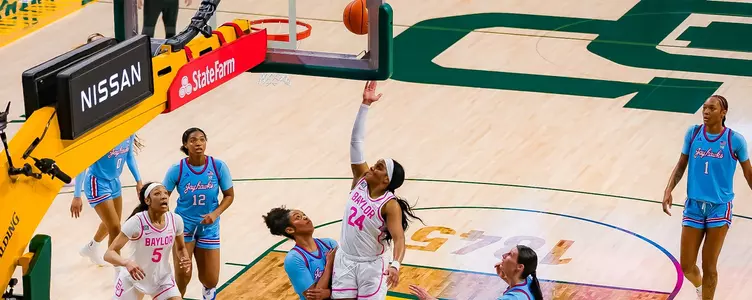 Sarah Andrews goes for the layup against Kansas