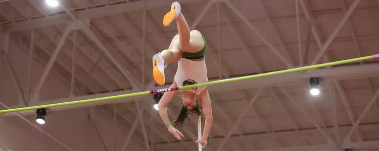 Alencia Lentz winning 2024 Big 12 Indoor Pole Vault Championship