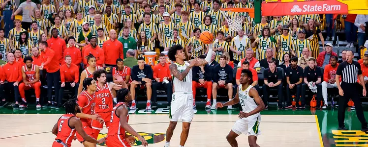 Jalen Bridges goes for the layup against Texas Tech