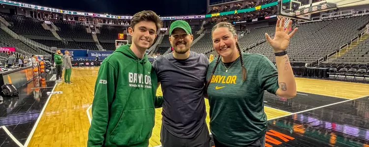 Sam Beckmeier, Josh Fralick and Shelby Hild at the WBB Big 12 Tournament