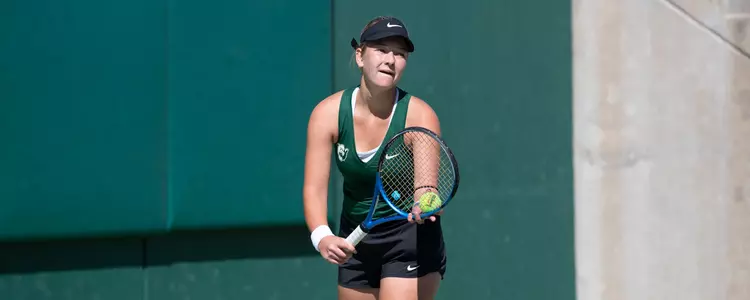 Liubov Kostenko serves at Hurd Tennis Center
