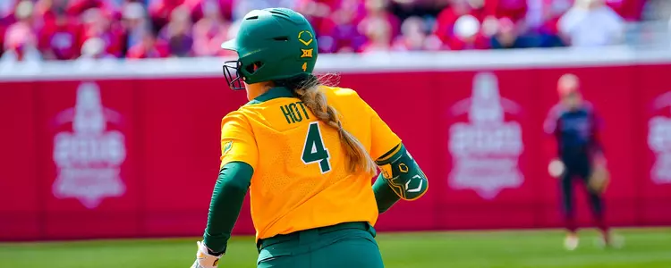 Emily Hott running bases after home run against Oklahoma