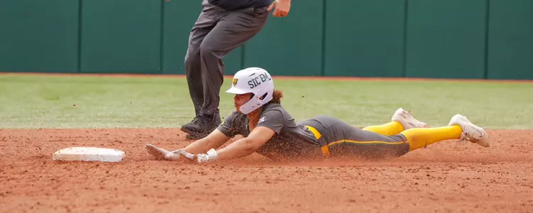 Aliyah Binford sliding into second base against Iowa State