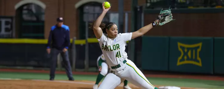 Aliyah Binford pitching against Oklahoma State
