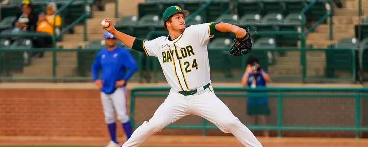Mason Marriott pitching against Kansas 2024