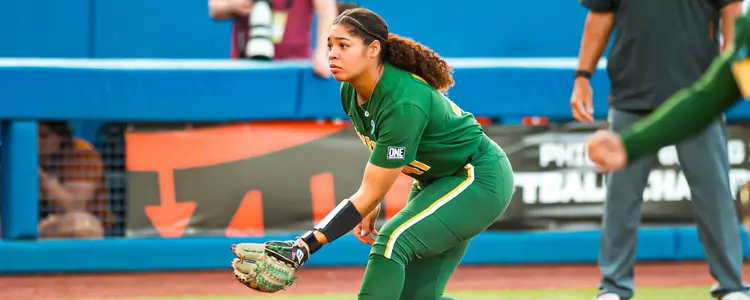 Aliyah Binford fielding against Texas in OKC