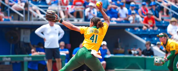 Aliyah Binford pitching against Florida