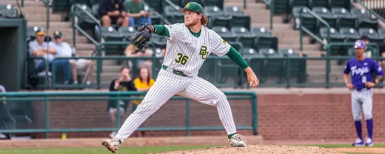 Ethan Calder pitching against TCU in 2024