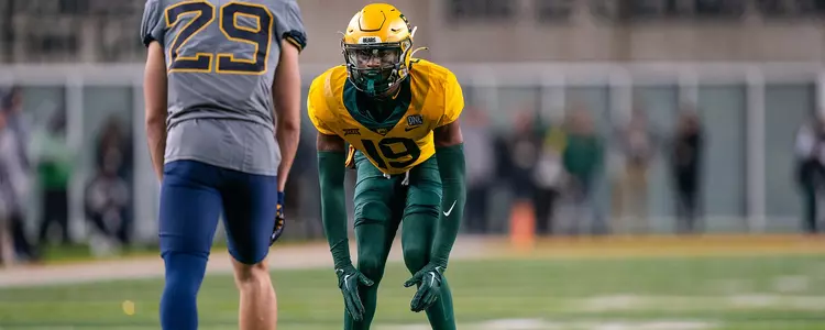 Caden Jenkins lines up at corner against WVU in 2023